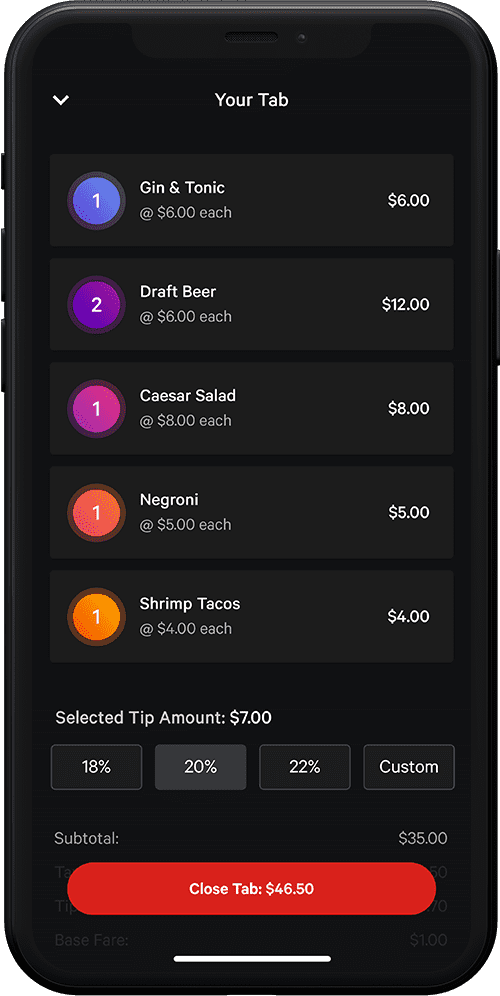 Rooam App tab with ordered items