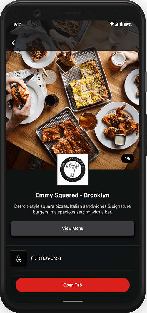 Rooam App in an Android phone showcasing one of the Emmy Squared locations
